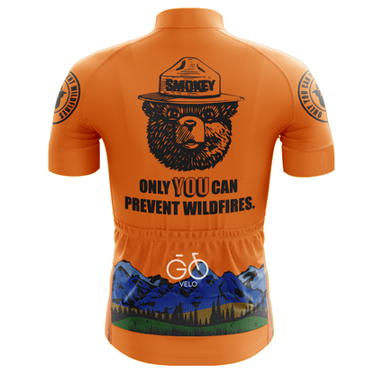 Retro Smokey Bear Prevent Wildfires Cycling Jersey Short Sleeve