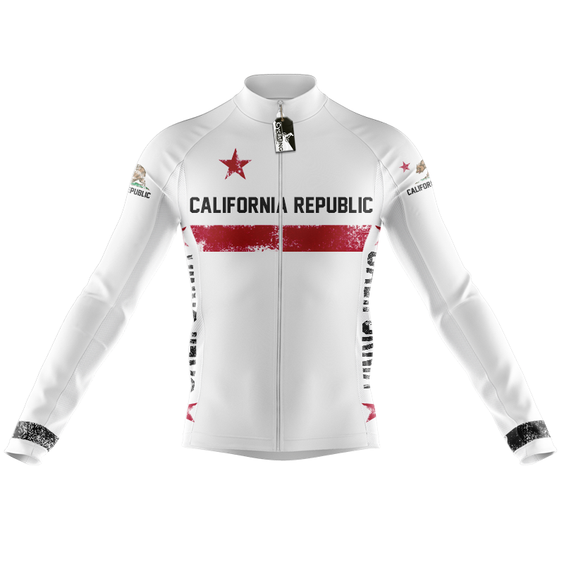California Republic White Long Sleeve Cycling Jersey