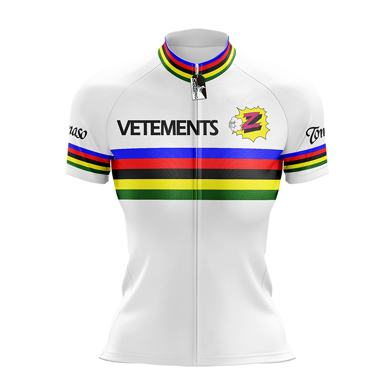 Retro White Team Z Vetements Cycling Jersey Short Sleeve
