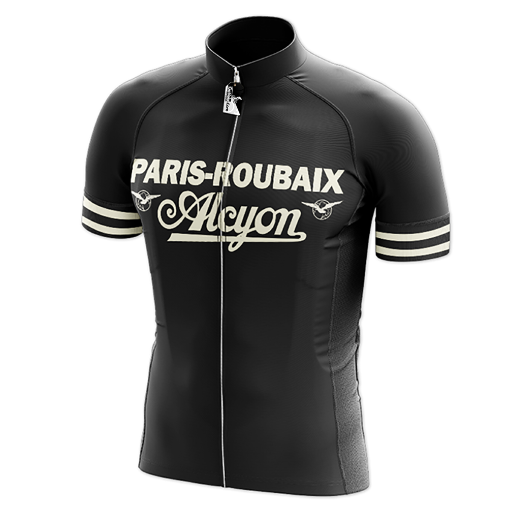 Paris nach Roubaix Retro-Radtrikot mit kurzen Ärmeln