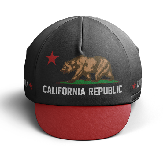 Schwarze Radsportkappe der California Republic