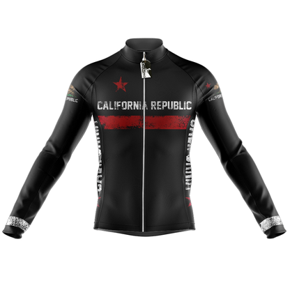 California Republic Black Long Sleeve Cycling Jersey