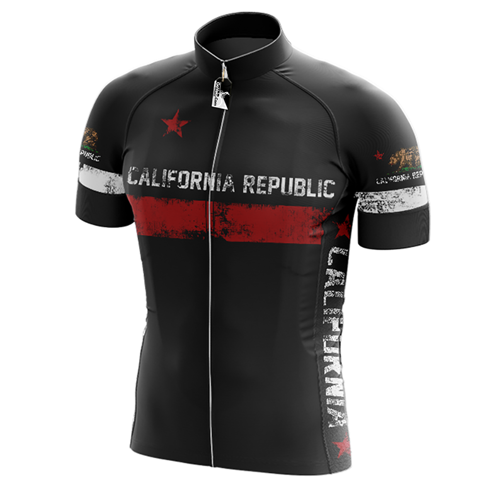 California Republic Black Short Sleeve Cycling Jersey