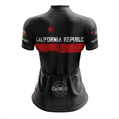 California Republic Black Short Sleeve Cycling Jersey