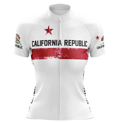 California Republic White Cycling Jersey Short Sleeve