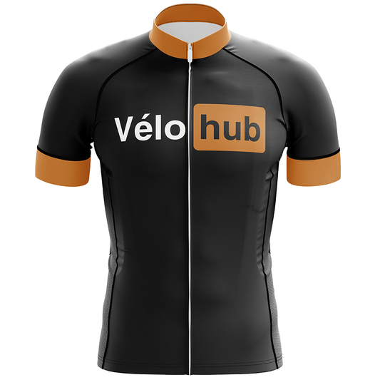 VéloHub – Schwarzes Radtrikot mit kurzen Ärmeln