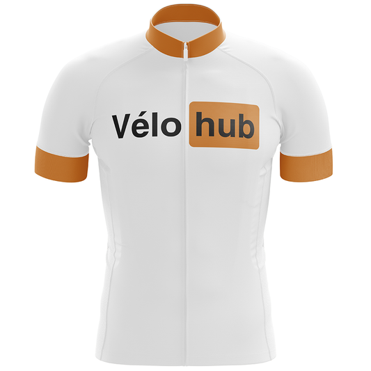 VéloHub – Weißes Radtrikot mit kurzen Ärmeln